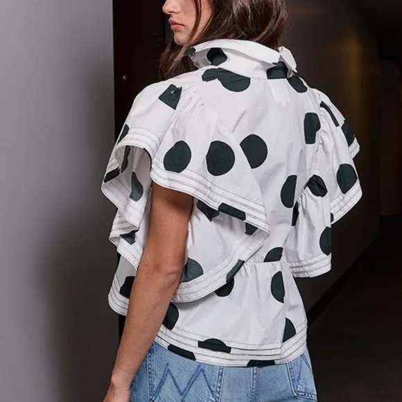 Bucket list cotton polka dot blouse NWT - Picture 2 of 3
